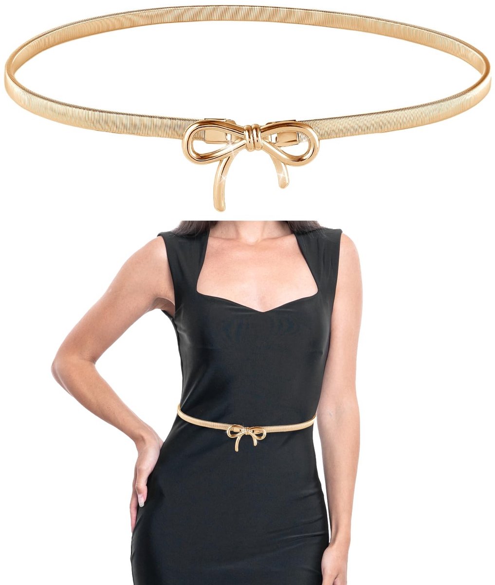Dailygoods- Tailleriem Goud - Elastische Tailleband - Verstelbare Tailleband - Modieuze Riem - 70 x 1 cm - Elegant Ontwerp
