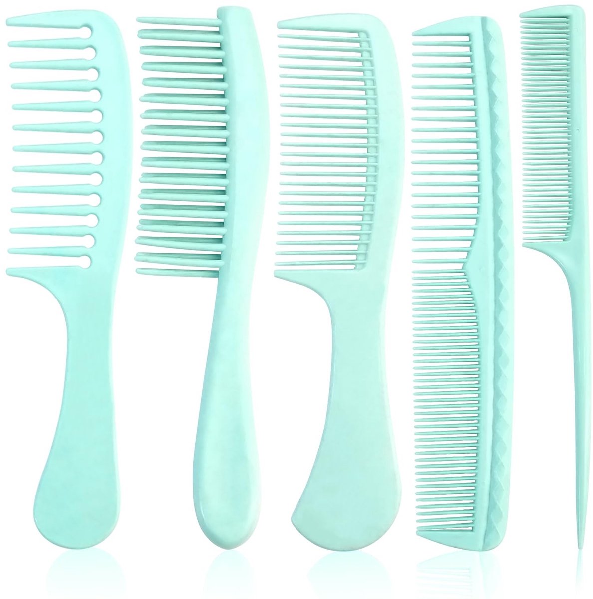 Dailygoods- Haarkam Professionele Set - 5 Stuks - Ontwarrende Kam - Rattenstaartkam - Grove/Fijne Getande Kam - Geschikt voor Dikke Krullen - Kappersgereedschap