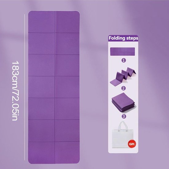 Opvouwbare Oefenmat - Trainingsmat Yogamat - Thuis Sporten - Dubbelzijdig Antislip - 183x61cm - Lila — afbeelding 3
