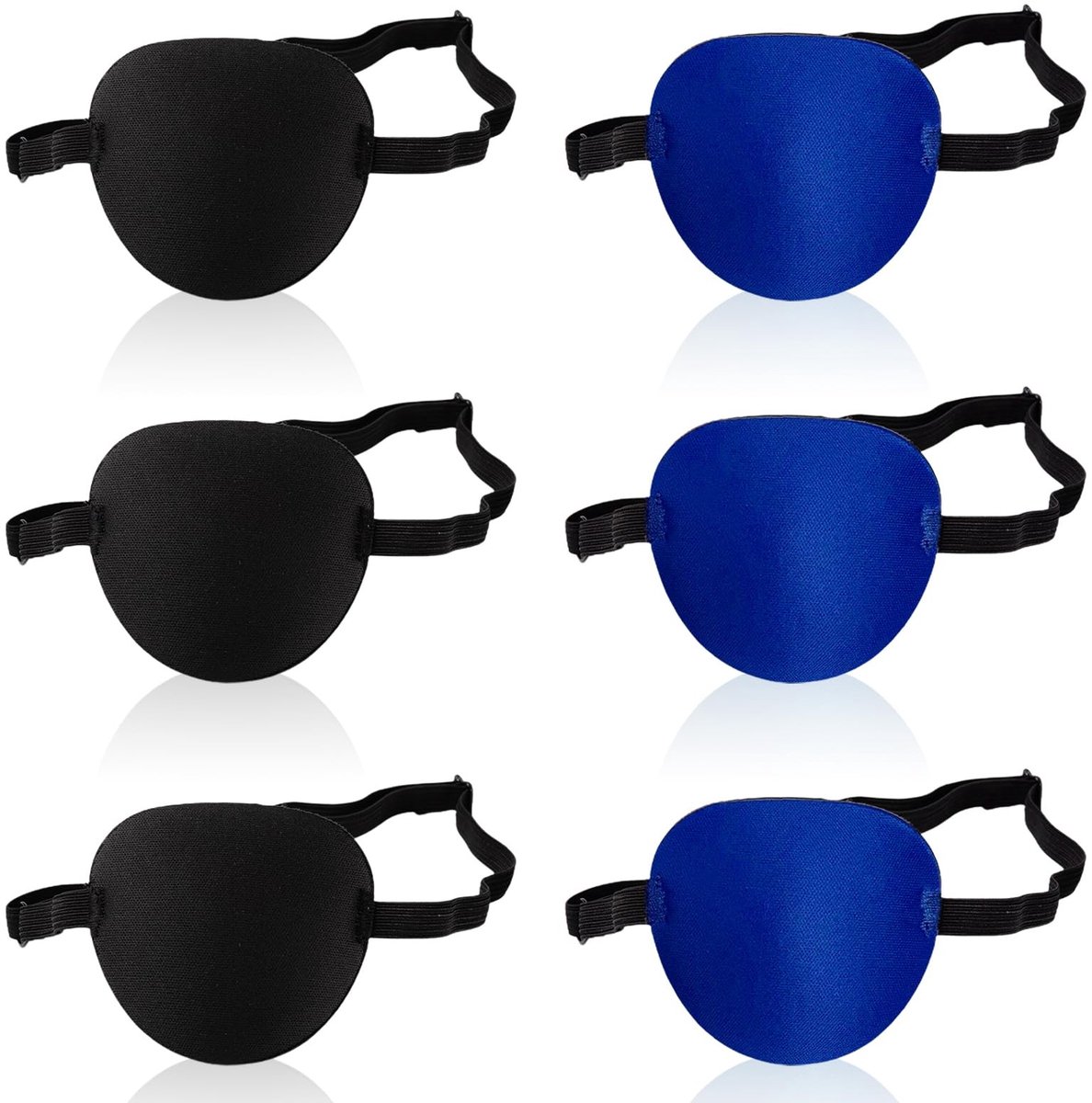 Dailygoods- Ooglapjes 6 Stuks - Verstelbare Ooglapjes - Medische Ooglapje - Ooglapje Piraat - Huidvriendelijke Stof - Geschikt voor Volwassenen en Kinderen - Oogpatch