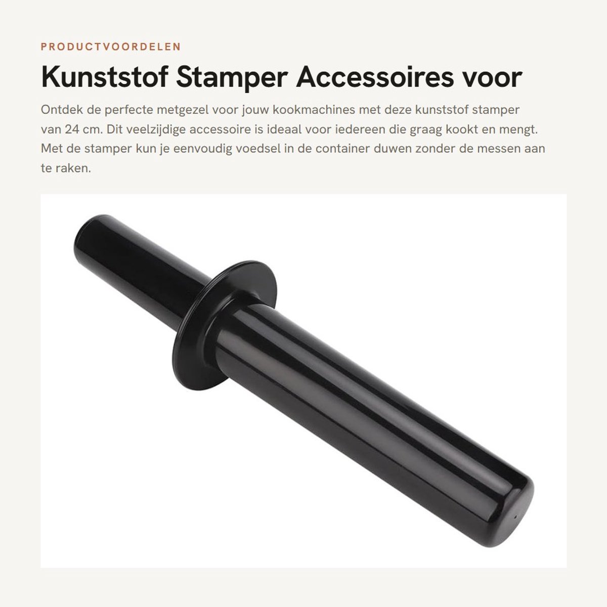 Dailygoods - Kunststof Stamper - Accessoires voor Kookmachines - 24 cm - Mixer-Tamper - Handig in Gebruik - Geschikt voor Diverse Modellen - Reserveon...
