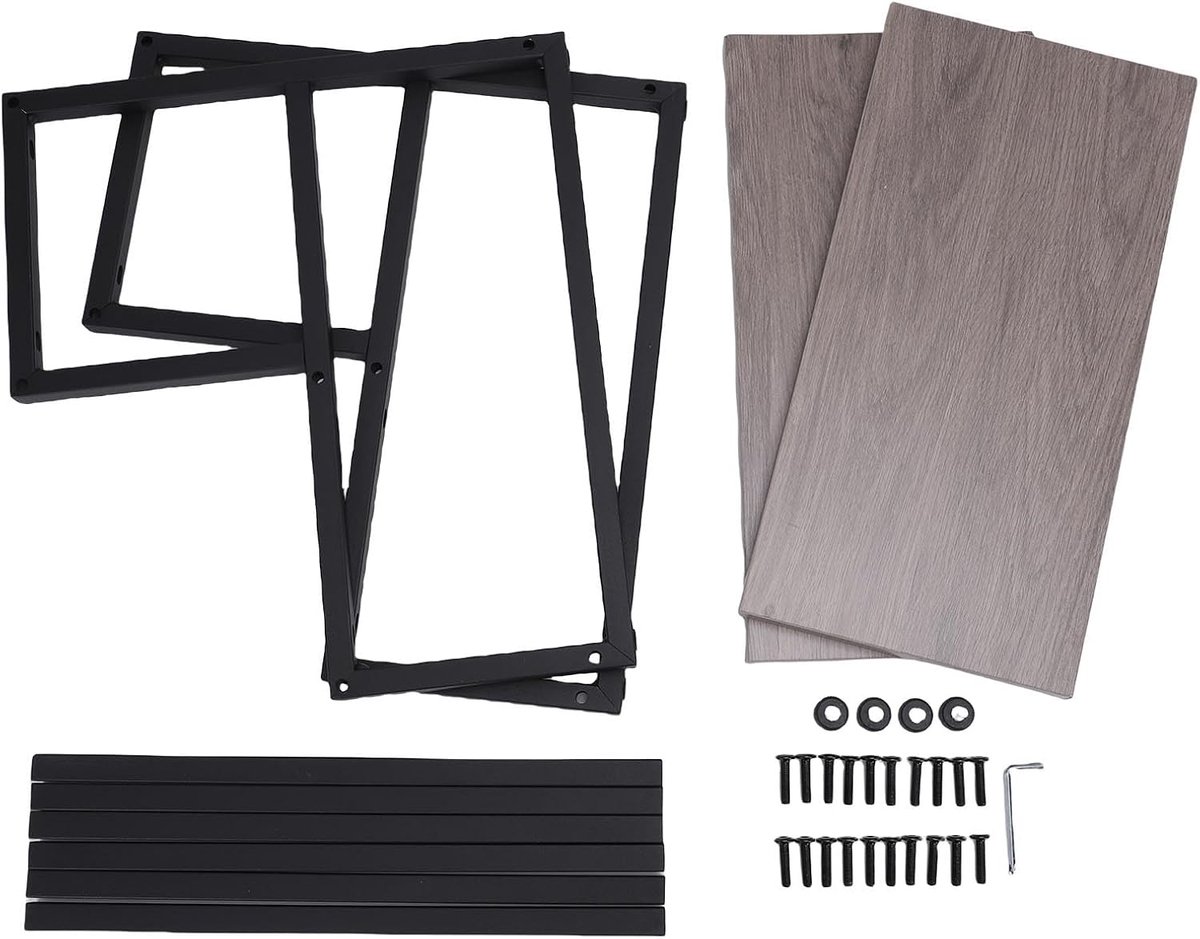 Houten opstapkruk - Voetenbankje - Veilig bereiken - Stevig stalen frame - 2 treden - Houtkleur