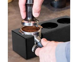 Dailygoods - QWORK® Koffee Universal Tamper Station 58 mm Zwart, stabiel, in hoogte verstelbaar ontwerp Filterhouderpersstation