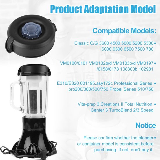 Dailygoods - Blender Fles Deksel voor Vitamix Accessoires, 1,81 Kg Laag Profiel Container Blender Vervangende Onderdelen voor Vitamix Deksel Vervanging Blender Deksel voor Vitamix van Dailygoods — afbeelding 5