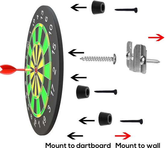 Montagebeugel Kit voor Dartbord Ophangen aan Muur, Inclusief Schroef Haak Set - Dart Games Accessoires van Merkloos — afbeelding 4