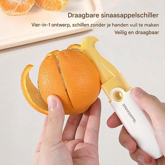 Sinaasappelschiller - Fruit opener - Citrus schillen - Antislip handvat - 11.7 cm - Wit oranje — afbeelding 5