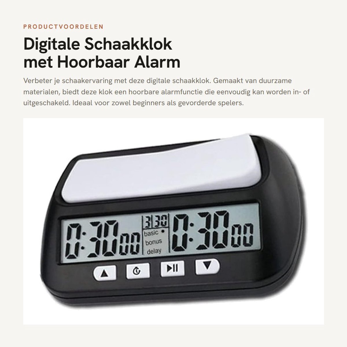 Dailygoods- Schaakklok Digitale Timer - Hoorbaar Alarm - Draagbaar - Multifunctioneel - Gebruiksvriendelijk - Duurzaam ABS Materiaal - Gametimer
