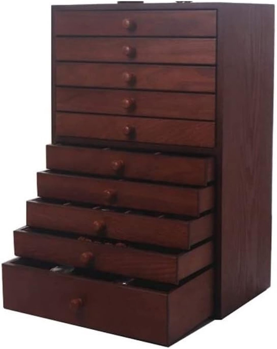 Sieradendoos - Opbergdoos Lade - Sieraden Organiseren - Extra Grote Capaciteit - 30x19.5x46cm - Houtkleur