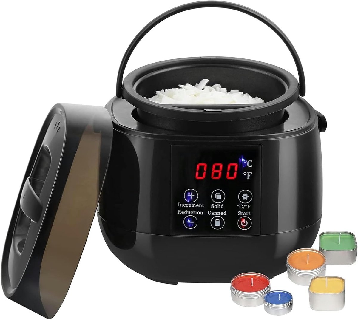 Elektrische Wasverwarmer - Kaarsenmaakset Wax Smelter - Kaarsen Maken - LCD Touchscreen - 500 ml - Wit