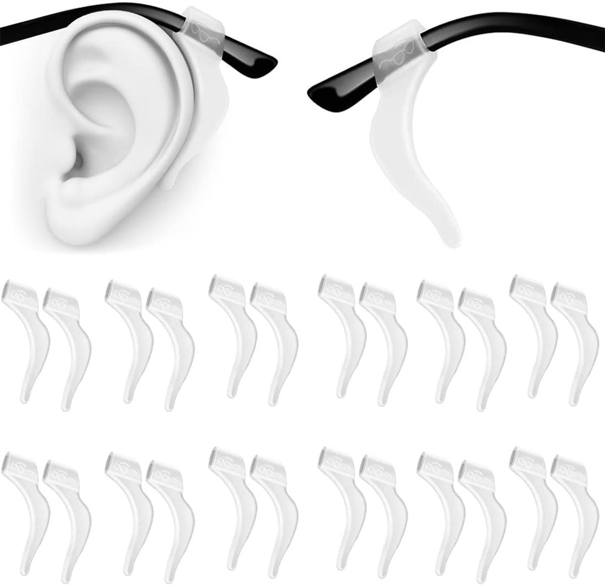Dailygoods- Brillenhuls Antislip - Brillenpoothuls - Oorhaken van Siliconen - Haken - Set van 12 - Voor Brillen - Brillenhouder