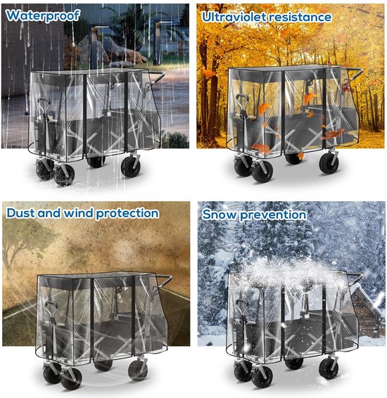 Dailygoods- Regenbescherming Transparant - Bolderkar/Accessoires - Opvouwbaar - PVC - Duurzaam - Betrouwbare Bescherming - Bolderkarhoes van Dailygoods — afbeelding 3