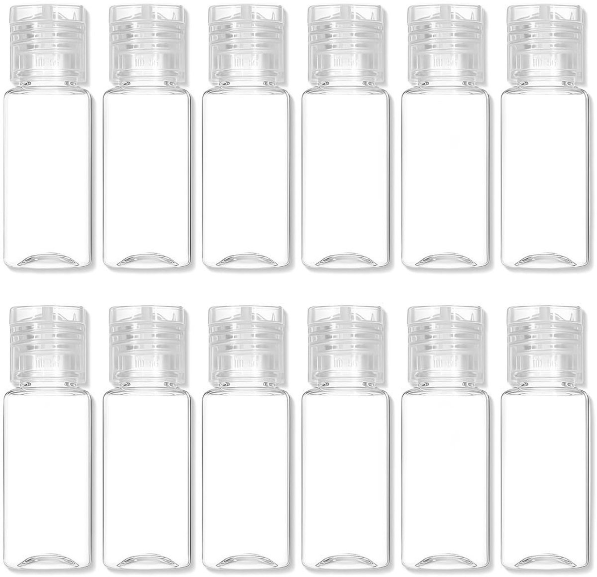 Dailygoods- Reisfles 12 stuks 15ml - Reisflesjes Handbagage - Reisflesjes Kunststof - Reisflesjes Cosmetica - Reisflesjes Shampoo - Reisflesjes Conditioner - Reistube