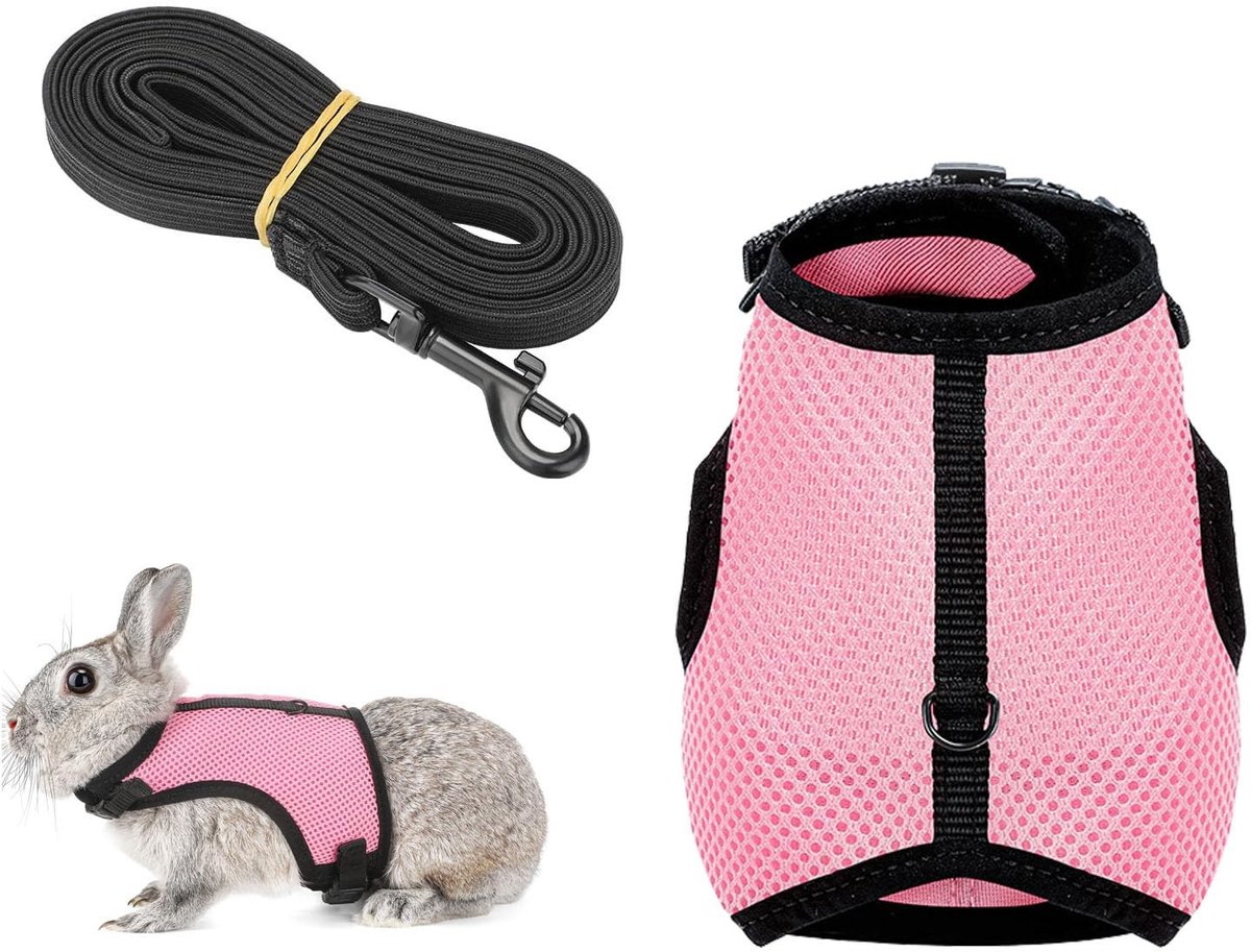 Dailygoods- Gilet voor Cavia's - Verstelbare Riem - Lijn voor Konijnen/Hamsters - Zacht/Comfortabel - Ademend/Makkelijk aan te trekken - Robuust tegen Slijtage - Huisdierharnas