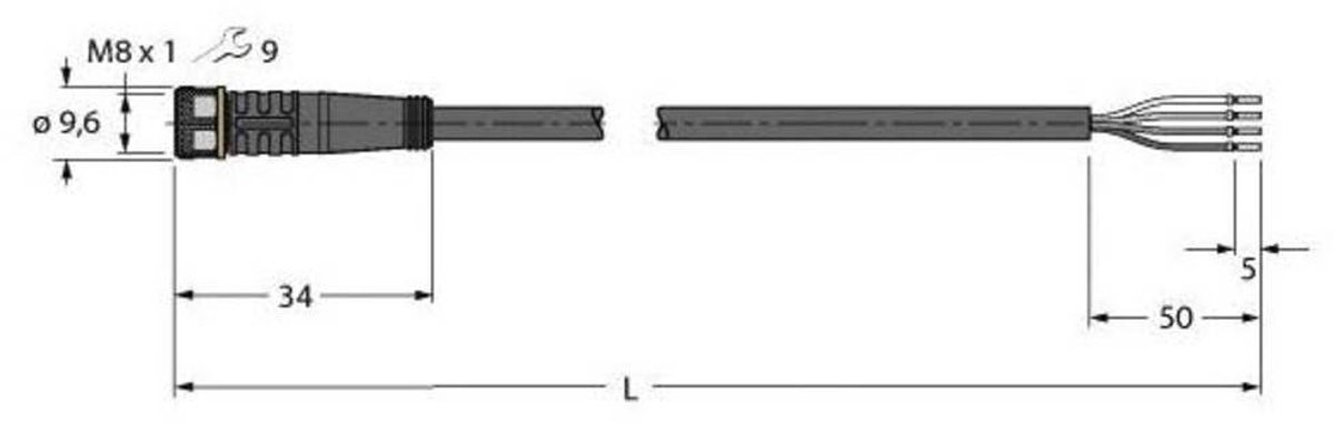 Image of Turck 6625553 Sensor/actuator aansluitkabel Aantal polen (sensoren): 4 2 m 1 stuk(s)