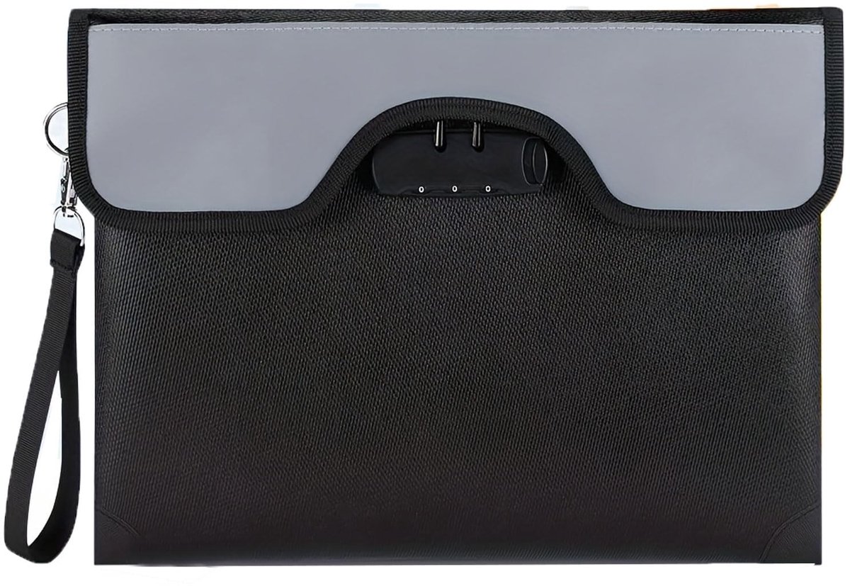 Dailygoods- Brandwerende Tas - Vuurvast Glasvezelweefsel - Documententas A4 - Waterdichte Opbergtas - Kluisjestas - 35,5 x 25,3 cm - Reflecterende Strepen