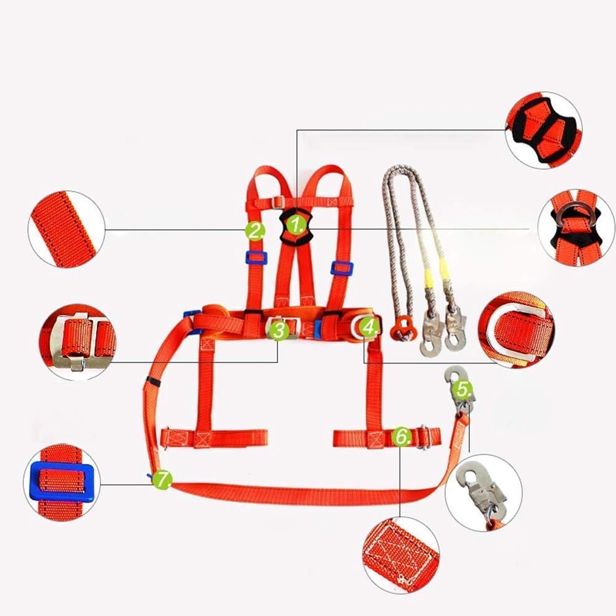 Veiligheidsharnas - Valbeveiliging Harnas - Hoogte Werk - Verstelbare Banden - 2.8 Kg - Zwart