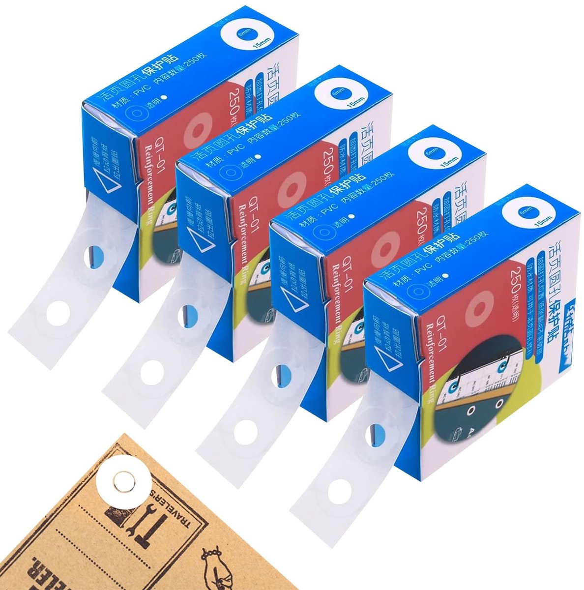 Dailygoods- Gatversterker 1000 stuks - Zelfklevende Versterkingsringen - Buitendiameter 15 mm - PVC Materiaal - Waterdicht - Ideaal voor Kantoor/Thuisgebruik