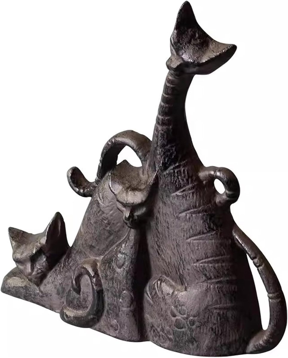 Deurstopper Gietijzer - Katten Deurstopper - Deur Open Houden - Antiek Kattenontwerp - 19x6.5x18 cm - Antiek
