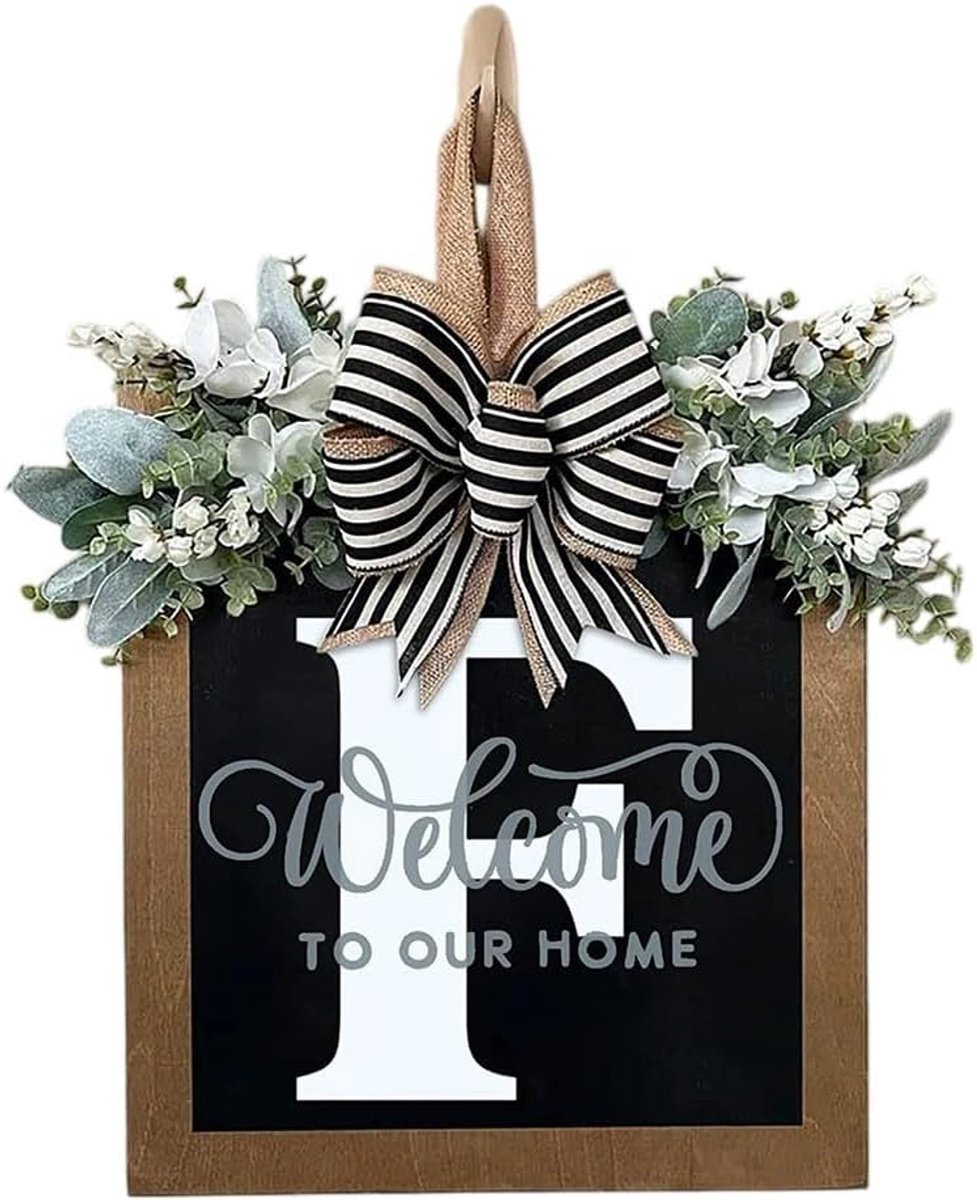 Houten Deurbord - Naam Plectrum - Huis Decoratie - Volledig Aanpasbaar - 30x30 CM - Zwart Wit