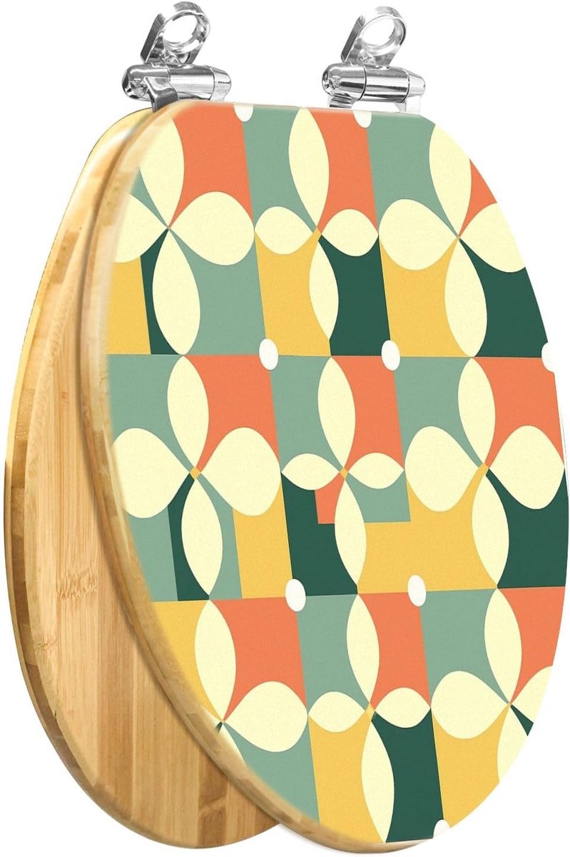 WC-bril Hout - Toiletzitting Langwerpig - Badkamer Vernieuwen - Softclose Functie - 47 x 35.5 cm - Tegeldesign