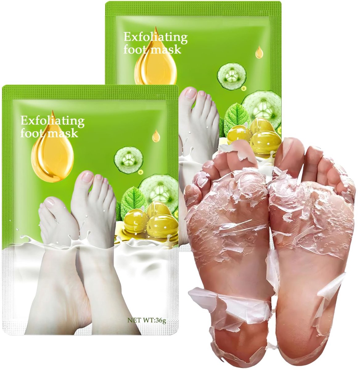 Dailygoods- Peeling-masker effectieve eeltverwijderaar - Voetmasker hydraterend - Dode huid verwijderen - Melkzuur/olijfolie - Geschikt voor mannen/vrouwen - Zachte formule met natuurlijke ingrediënten