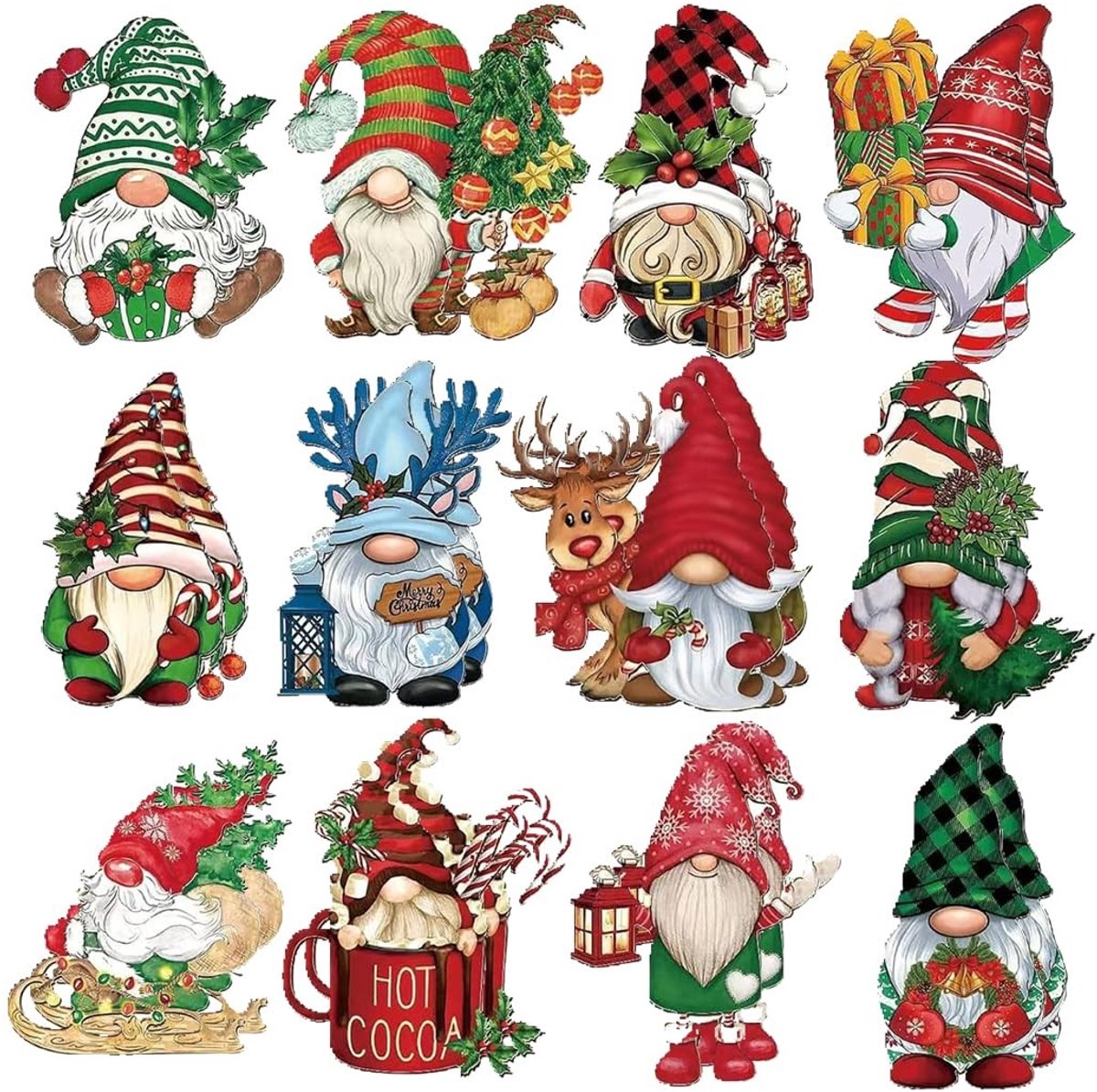 Dailygoods - 24 stuks kerstdecoraties van hout, kerstkabouters met kanten hoeden, kerstboomversiering en adventskalender, feestelijk cadeau voor woondecoratie