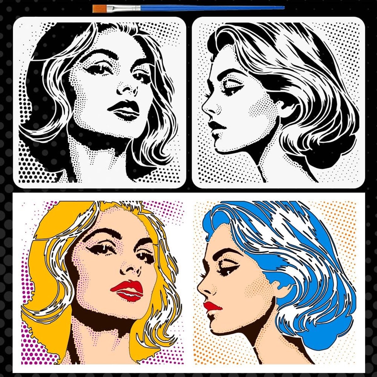 Dailygoods- Stencils Herbruikbaar 30x30CM - Vrouw Portret - DIY Craft - Home Decor - Meubels - Creatieve Inspiratie - Sjablonen