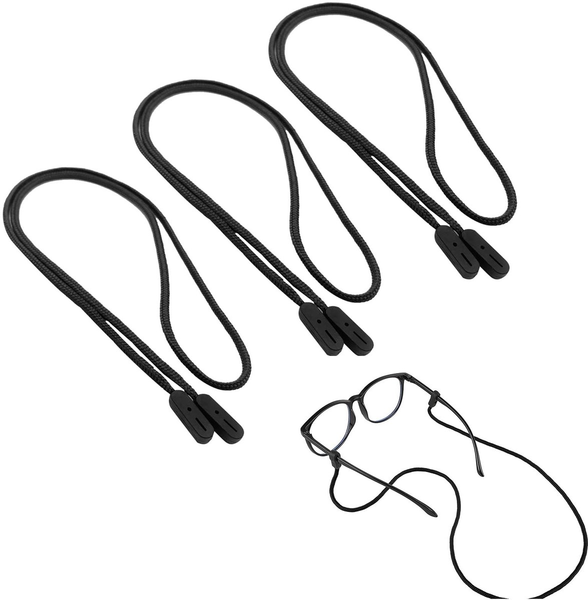 Dailygoods- Brillenband Antislip - 3-delige Universele Brillenband - Kettingband Sportbrillen - Brilhouder - Halsband - Duurzaam Nylon Koord 77 cm - Brilkoord