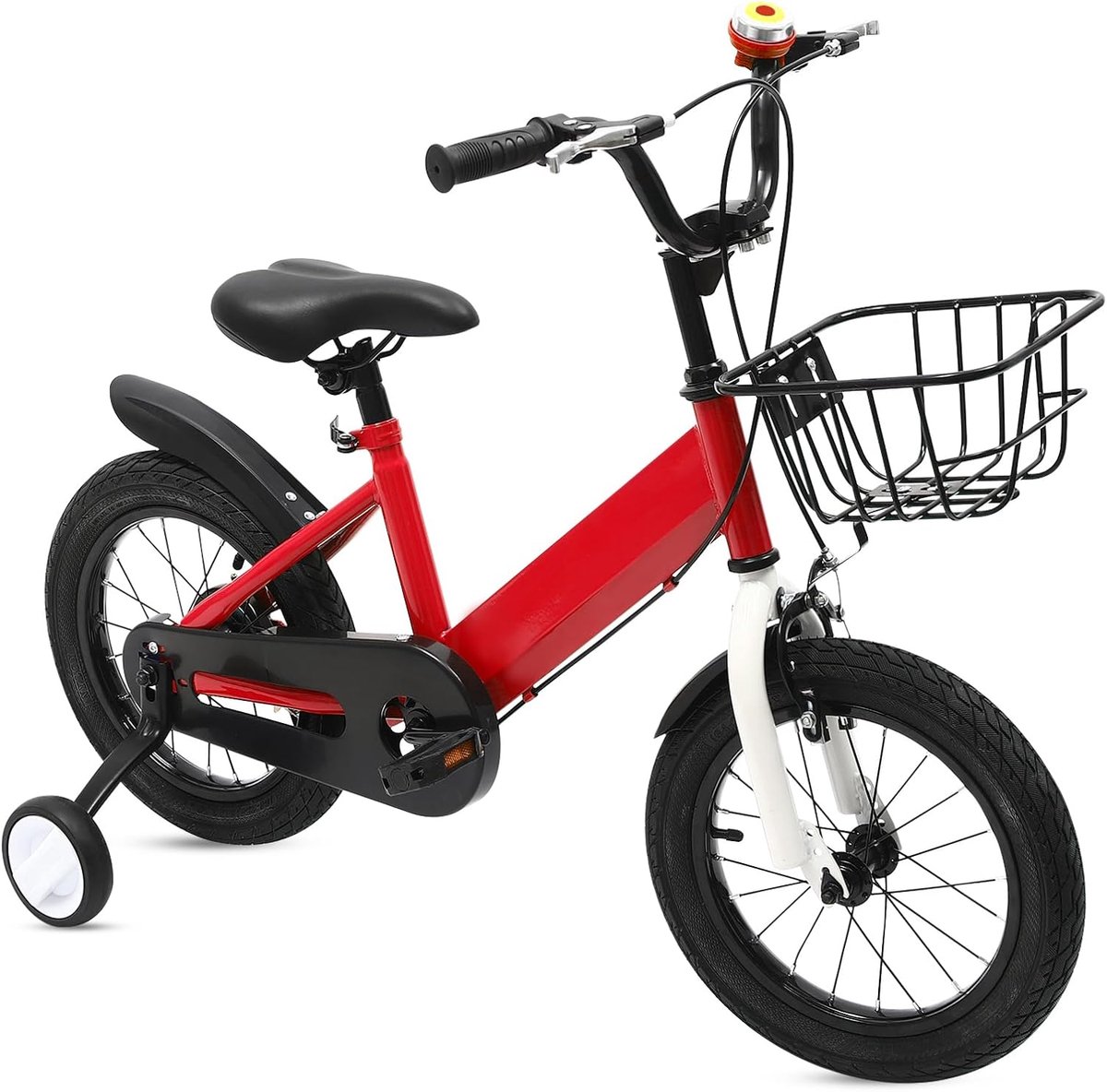 Kinderfiets Loopfiets met pedalen Leren fietsen Stevig stalen frame 14 inch Rood