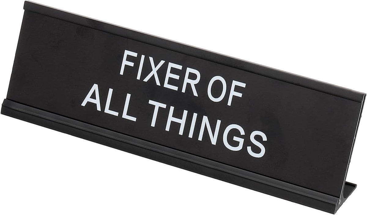 Naamplaat Kantoor - Bureaubord Plaquette - Werkplek Decoratie - Verstelbare Kaartsleuf - 18 cm Lengte - Zwart Wit