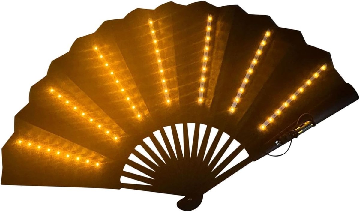 Opvouwbare ventilator - Draagbare led-waaier - Reizen en optredens - 63 heldere ledlampen - 6 x 26 x 6 cm