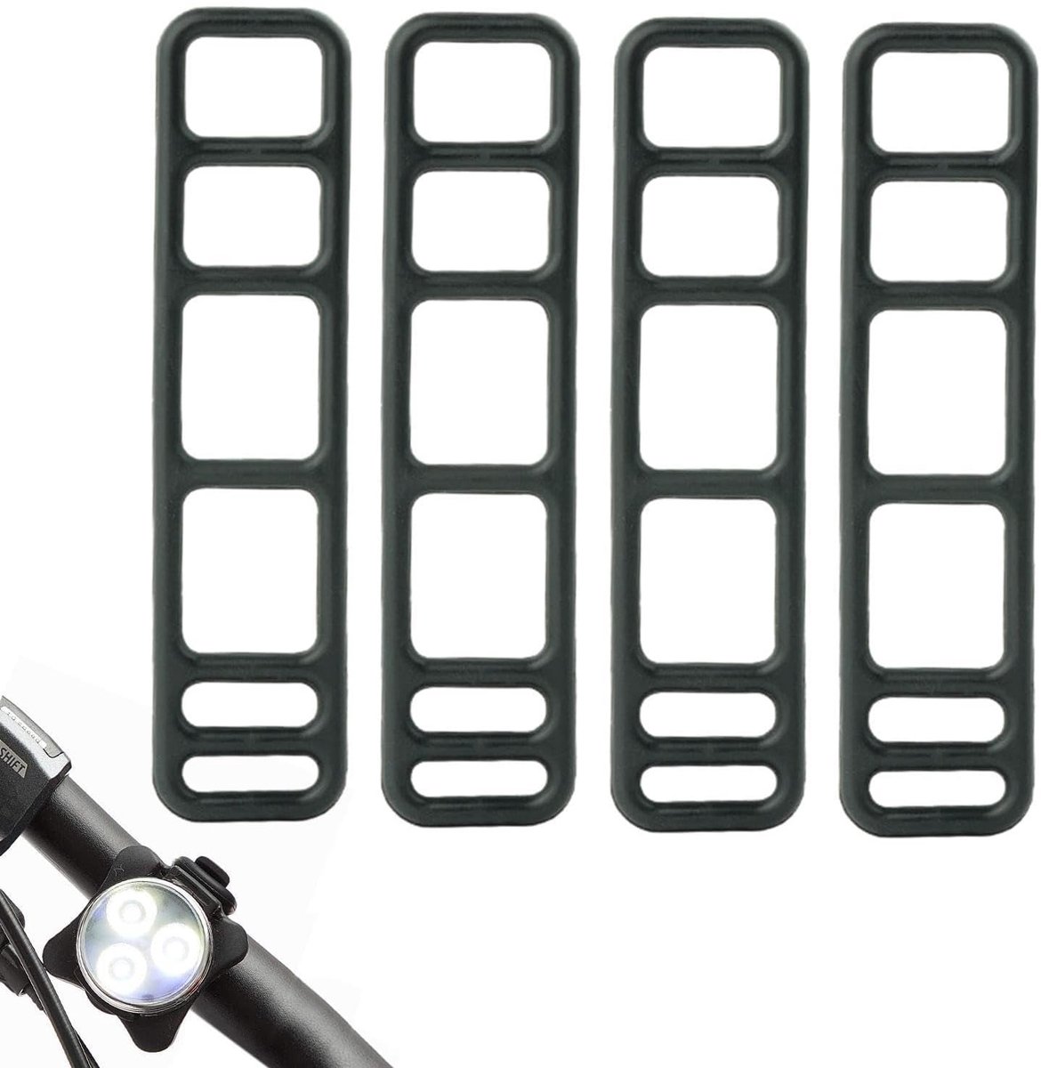 Fietslichtband - Bevestigingsband - Fietsaccessoires Bevestigen - Flexibel Siliconen Materiaal - 4 Stuks - Zwart