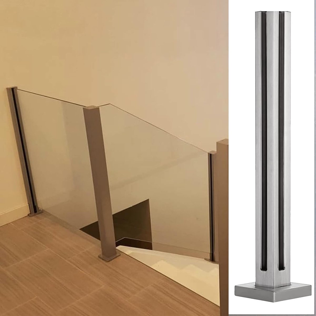 Glazen Balustrade Klem - Glazen Paal Beugel - Ruimte Verfraaien - Roestvrij Staal 304 - 10-12 mm Glas - Zilver