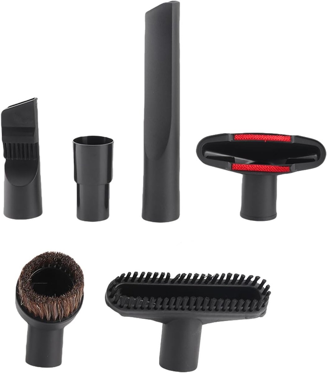 Stofzuiger Accessoires - Borstelmondstukken Set - Veelzijdige Reiniging - 6-delige Kit - 32-35mm Adapter - Zwart