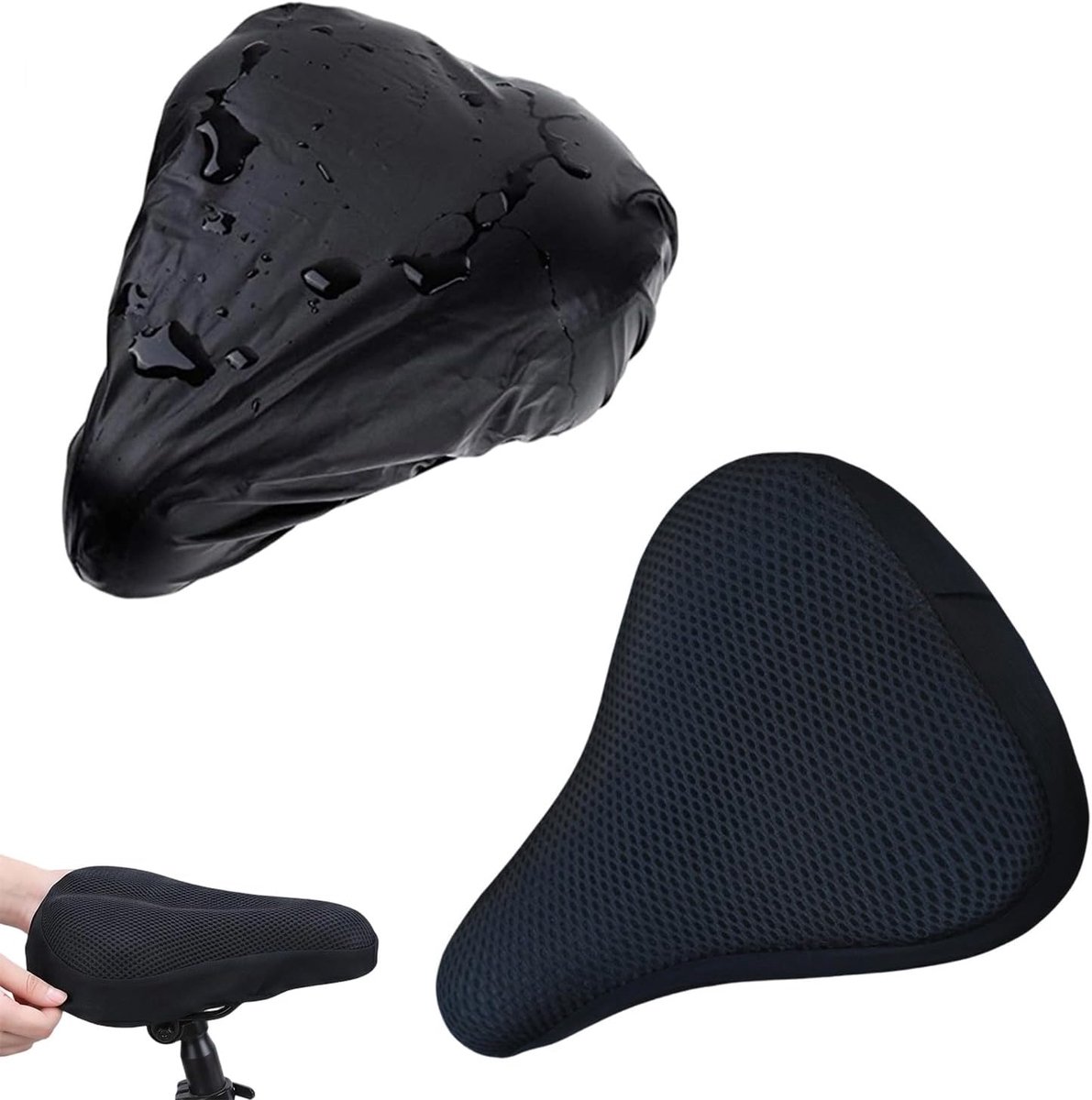 Fietszadelhoes 2 stuks - Zadelbeschermer Fiets - Comfortabel Fietsen - Waterdichte Regenhoes - Universele Pasvorm - Zwart