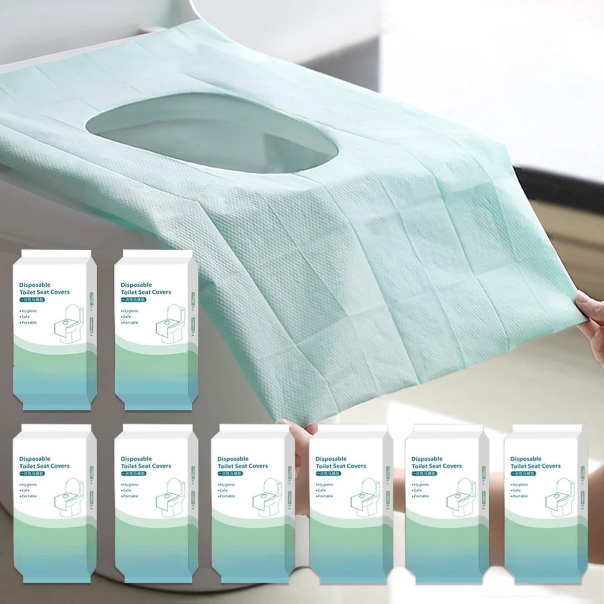 Toilet Brilhoezen - Wegwerp Liners - Reizen Bescherming - Waterdichte Onderkant - XL formaat - Groen