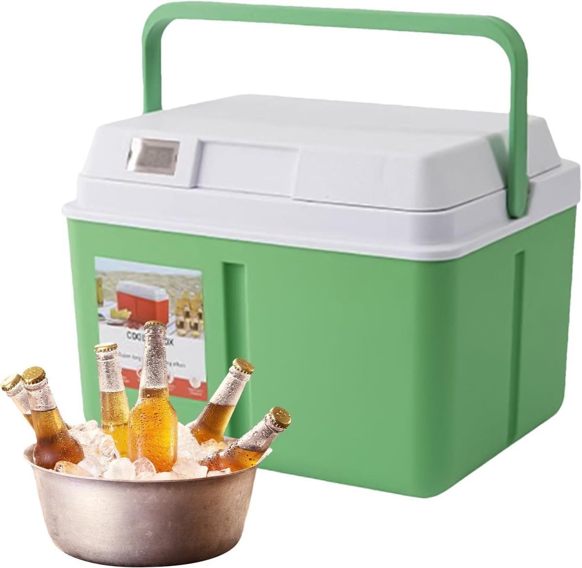 Grote Koeler - Geïsoleerde Box - Outdoor Avonturen - Temperatuurweergave - 5-8 Liter - Groen
