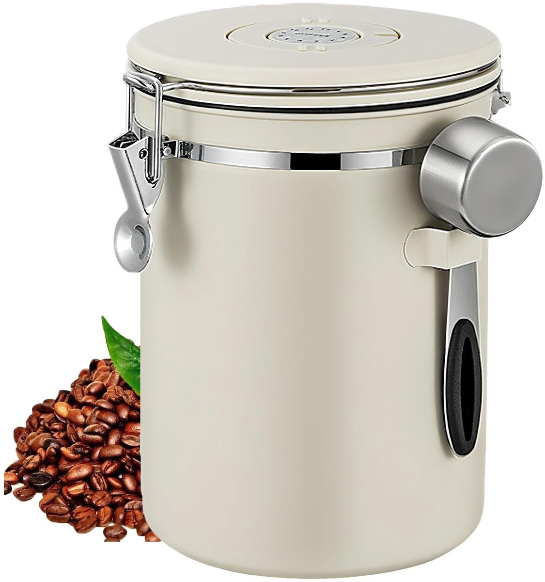 Airtight RVS Koffiecontainer van 2800ml met Versheidwiel en CO2 Ventiel, Inclusief 30ml Ma