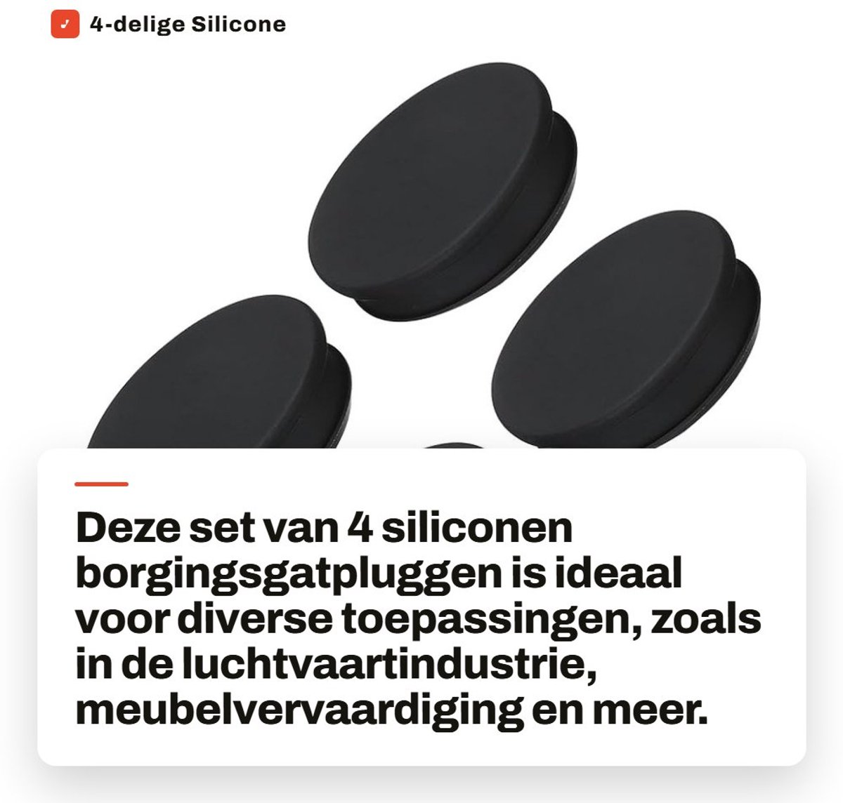 Dailygoods- Borgingsgatpluggen 4-delig - Siliconen - Waterdicht - Rubber - 58,6 mm diameter - Geschikt voor diverse toepassingen - Rubberstop