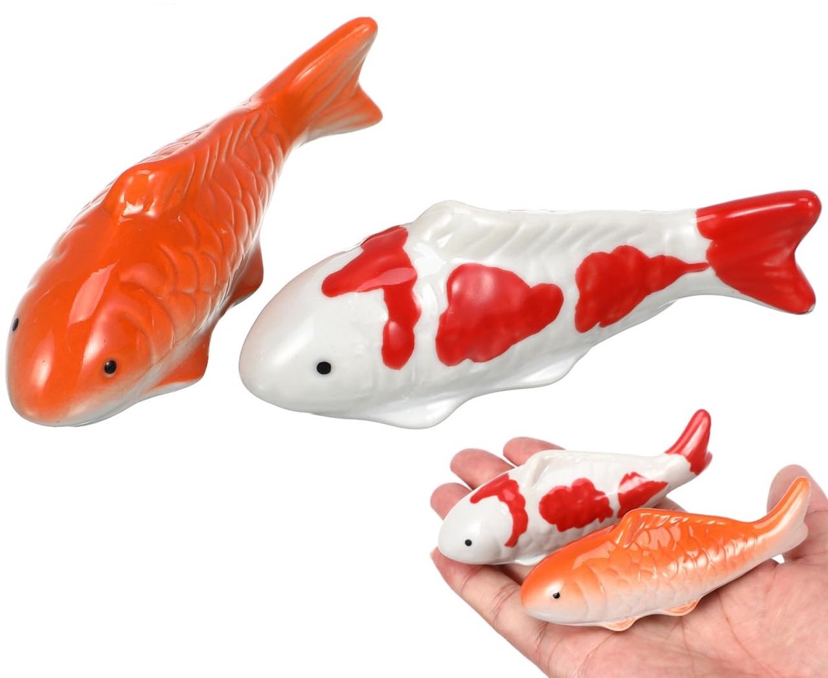 Dailygoods - Angoily 2 Stuks Drijvende Keramische Vis Drijvende Koi Vissen Kunstmatige Ornamenten Voor Aquarium Vistank Fontein Kom Vijver Decoratie