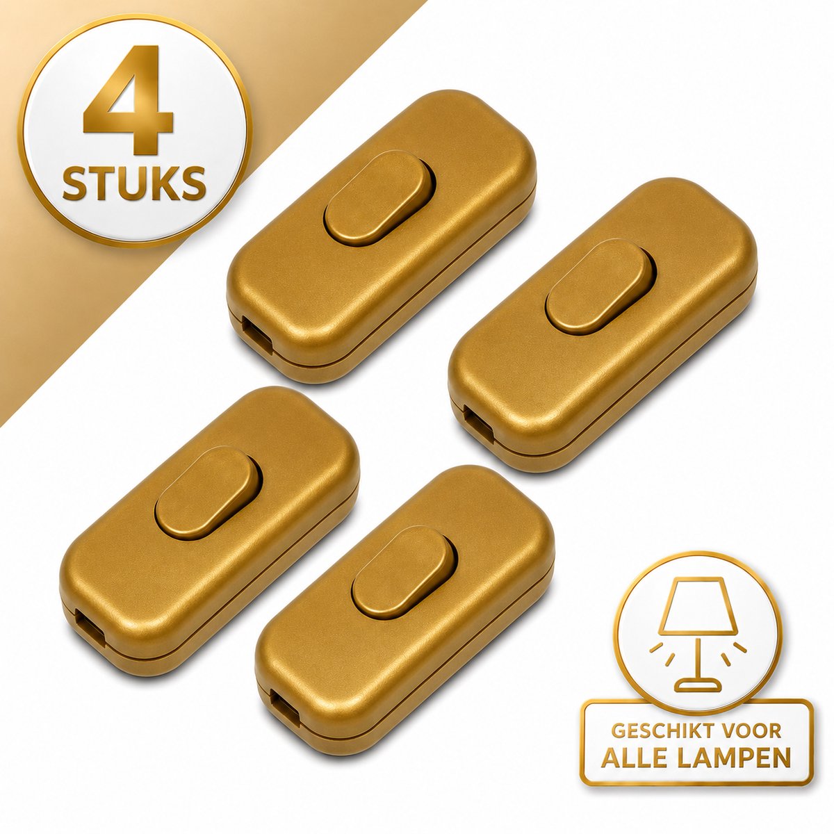 DEGG - Snoerschakelaar - GOUD - 450Watt - 230V - Energie besparing - Premium kwaliteit - lampen schakelaartjes - 4 STUK(S)