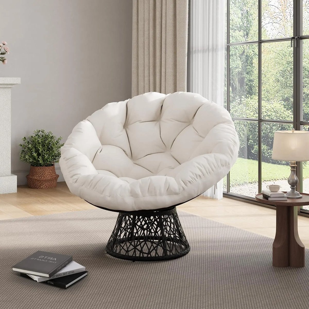 House Of Atelier - 360° Draaibare Loungestoel - Rotan Look Relaxstoel - Ergonomische Papas