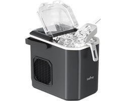 LOEFME Ijsblokjesmachine - 1,2L - 12kg/24u - 6 min - Zelfreinigingsfunctie - Zwart