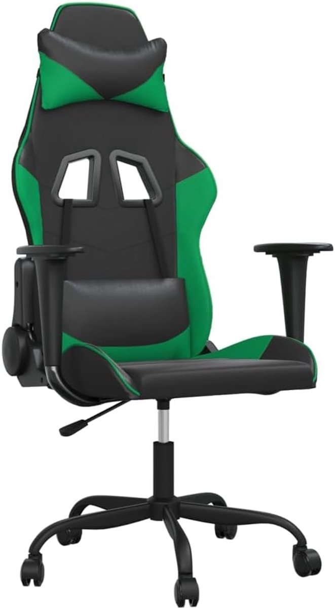 Gaming Stoel - Comfortabele Stoel - Langdurig Zitten - Verstelbare Rugleuning - 45 cm Zitdiepte - Zwart Groen — afbeelding 3