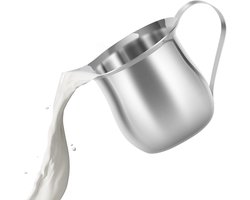Melkopschuimer met tuit - Koffie schenkkan - Latte art maken - Roestvrij staal - 240ml - Zilver