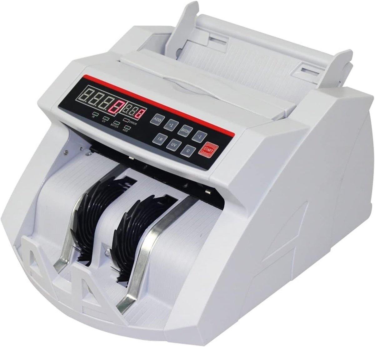 Geldtelmachine - Bankbiljet teller - Snel tellen - Met UV MG detectie - 300x255x180 mm - Zwart