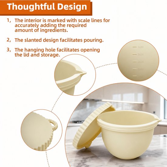 VHV Siliconen Inzetstukken - Siliconen Mengkom Liner - Mengkom Vervanging - Mixeraccessoires - Mengkom Geschikt Voor 5 Quart Tilt-head Stand Mixers - Kaki van VHV — afbeelding 4