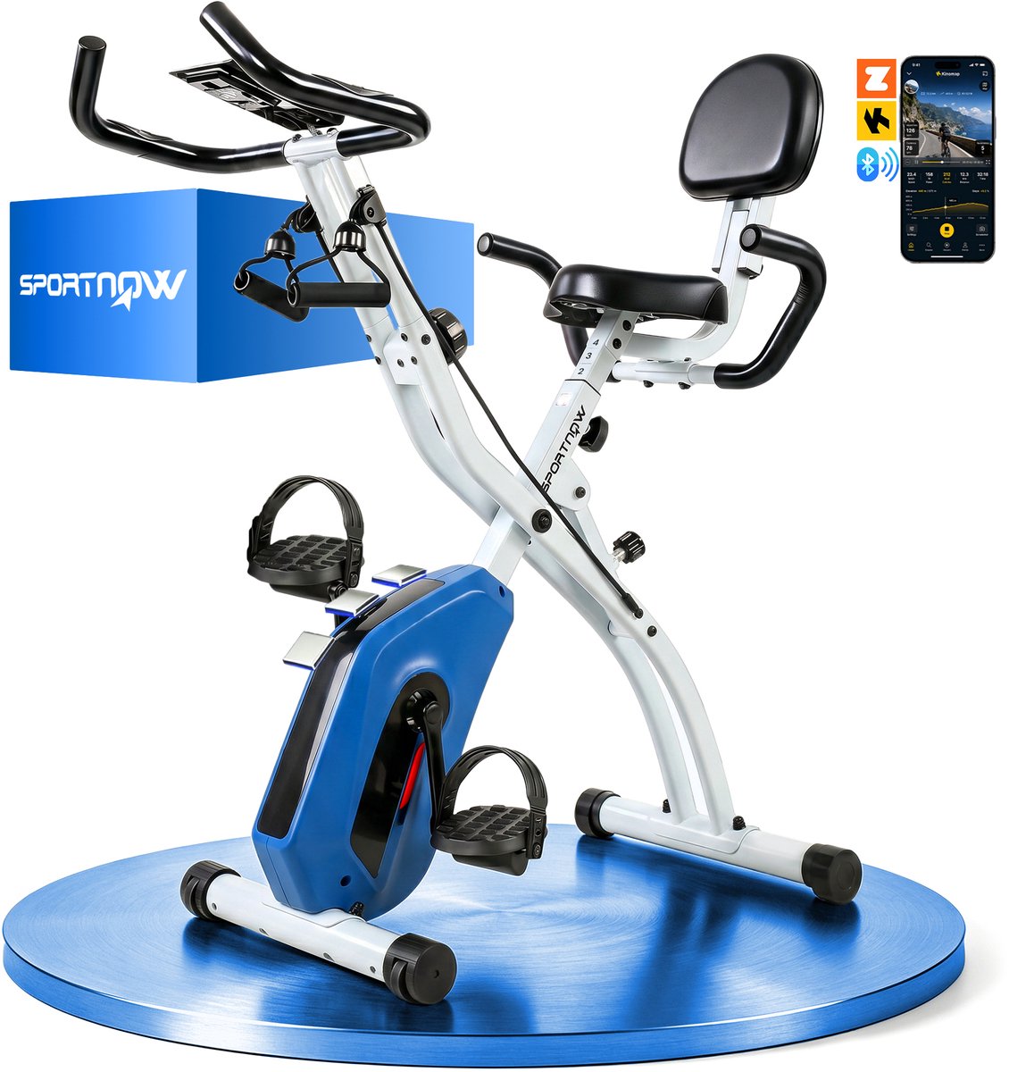 SPORTNOW Magnetische Hometrainer - Staal - 105 x 53,5 x 109 cm - Blauw