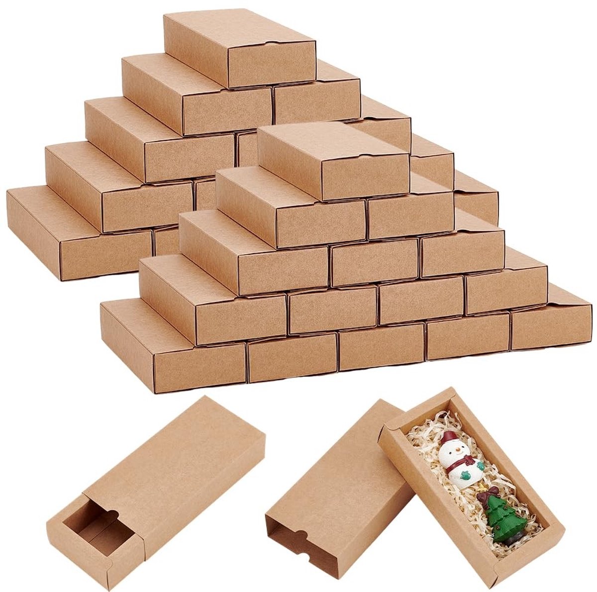 Dailygoods- Kraftpapier Ladedozen - 36 Stuks - 17 x 11,5 x 3,55 cm