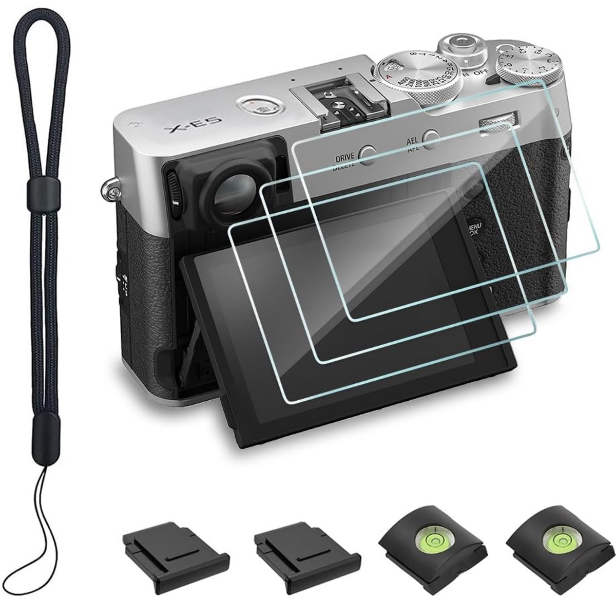 Dailygoods- Beschermglas 3 Stuks - Compatibel met Fujifilm X-E5 - 9H Krasbestendig - Hoge Lichtdoorlatendheid - Anti-Blaas Displaybescherming - Inclusief Flitserschoenafdekking - Screenprotector